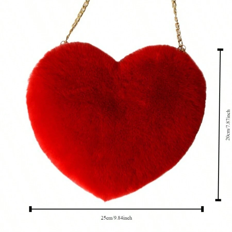 Bontketting Pluche Tas Cross-body Tas Perzik Hart Hart Tas Valentijnsdag Verjaardagscadeau Bestie Handtas Portemonnees en Handtassen