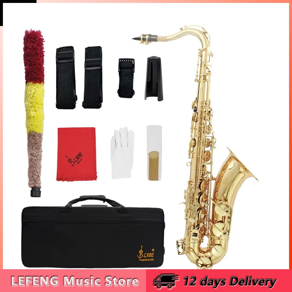 SLADE Tenor Saxophone Brass Body Bb Sax Tenor Saxofone Woodwind Instrument with Case Reeds Gloves Parts & Accessories
