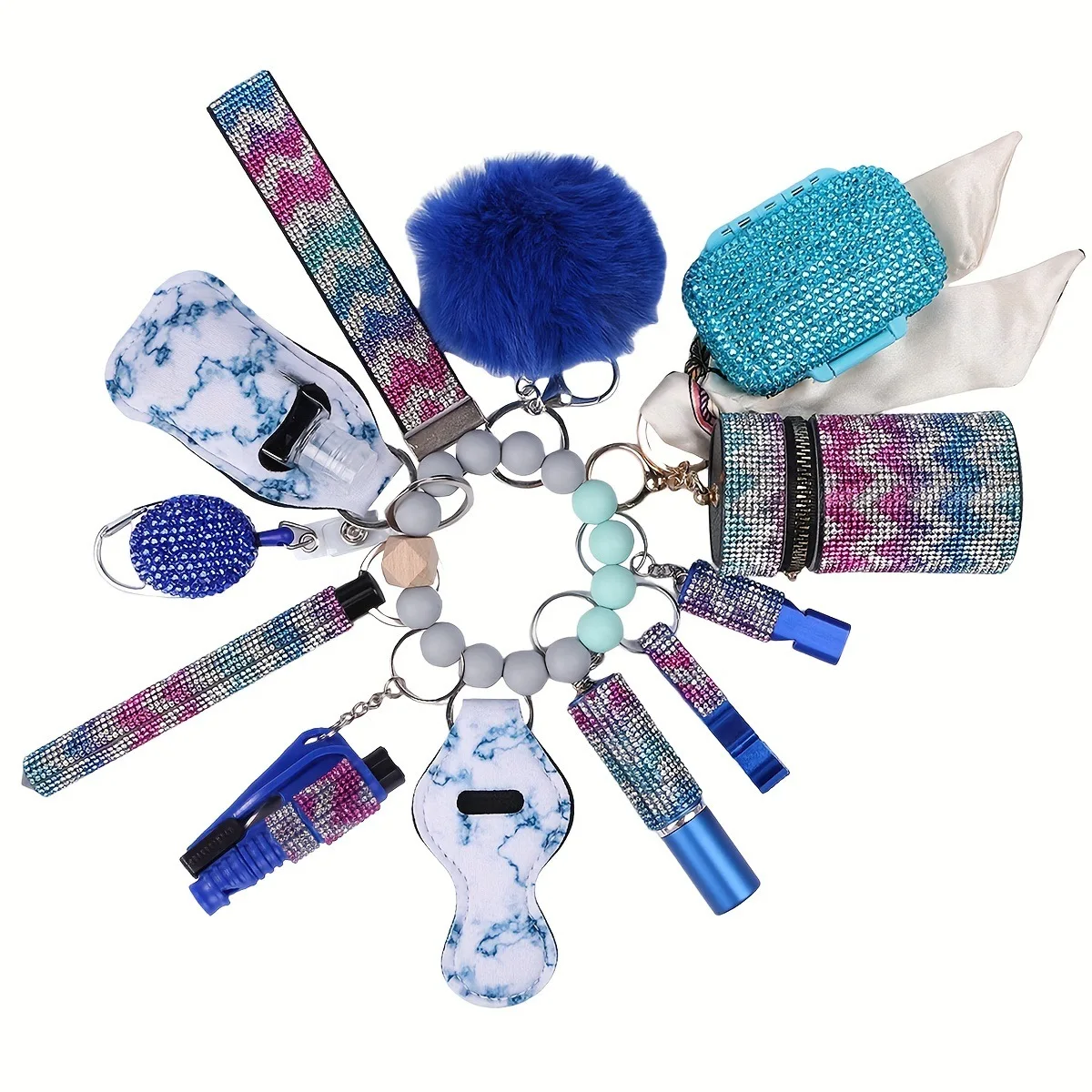 13pcs Personal Security Self-Defense Wholesale Bulk Accessories Defensive Self Defense Keychain Set For Women For Gir