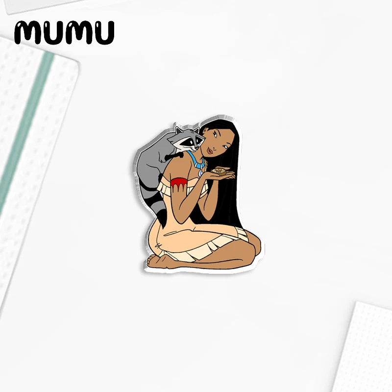 2024 New Pocahontas Lapel Pin Princess Acrylic Brooches Handmade Epoxy Jewelry Shirt Bag Badge