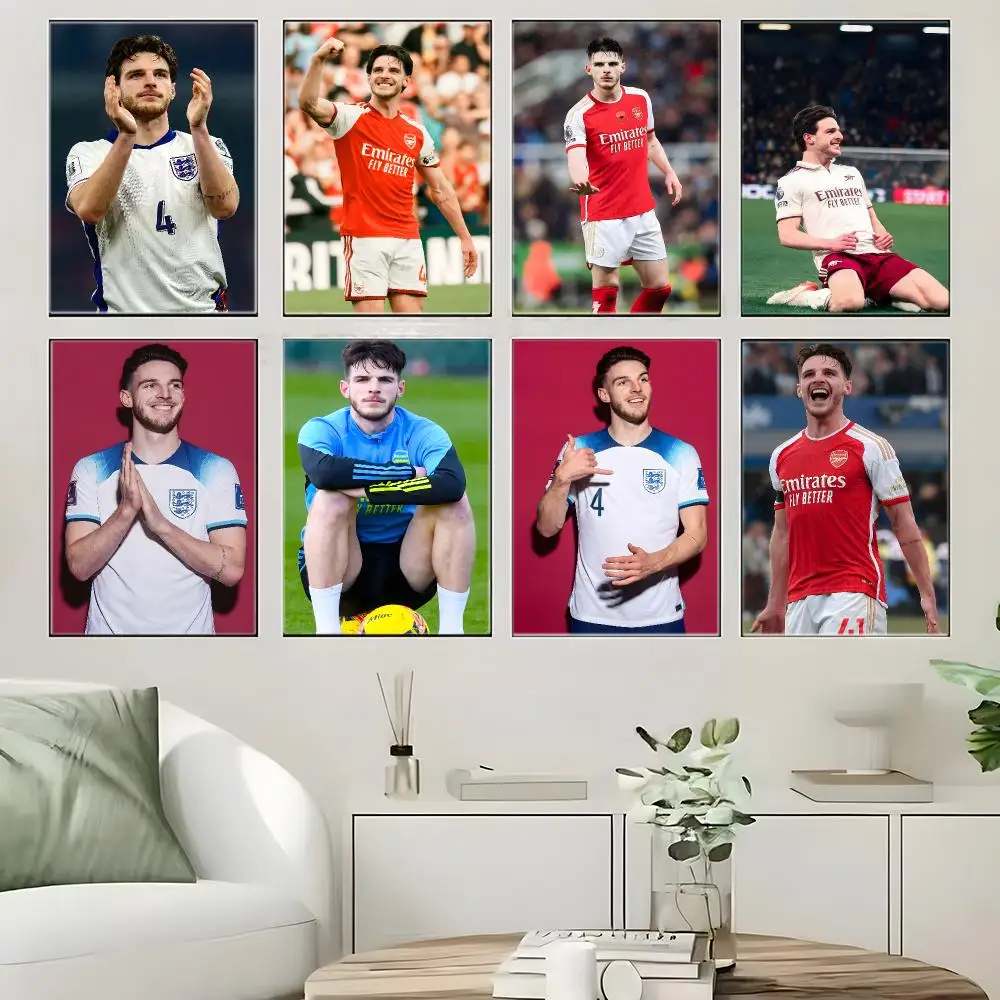 Football Star D-Declan Rice Poster  Self-adhesive Art Waterproof Paper Sticker Coffee House Bar Room Wall Decor