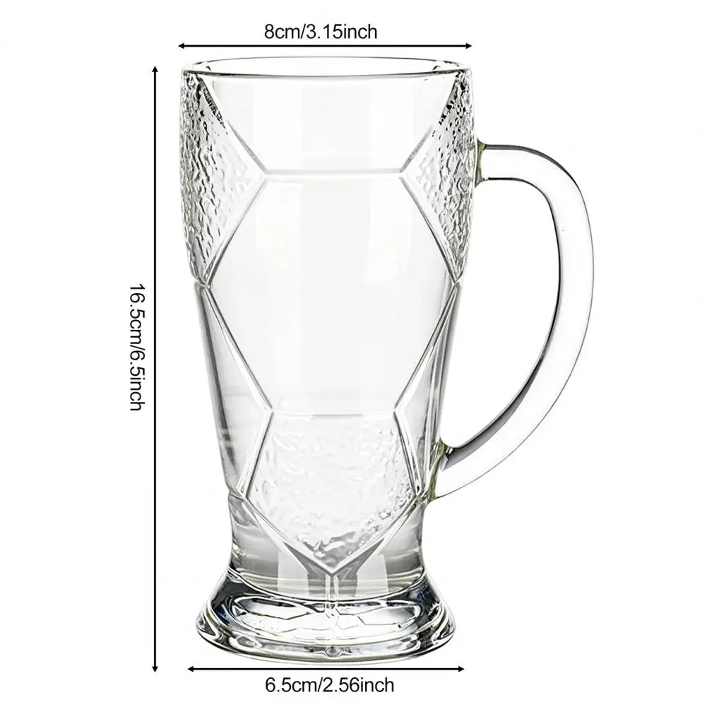 Beer Mug Heat Insulated Handle Mug Soccer Beer Glass 500ml Capacity Embossed Football Mug Lead-free Beer Cup for Home Bar Sports