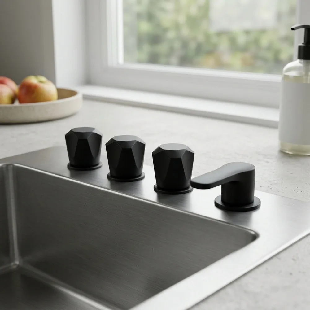 polished-chrome-bathtub-faucet-trim-kit-includes-spout-flanges-adapter-and-three-knobs-for-standard-3-handle-valve-systems