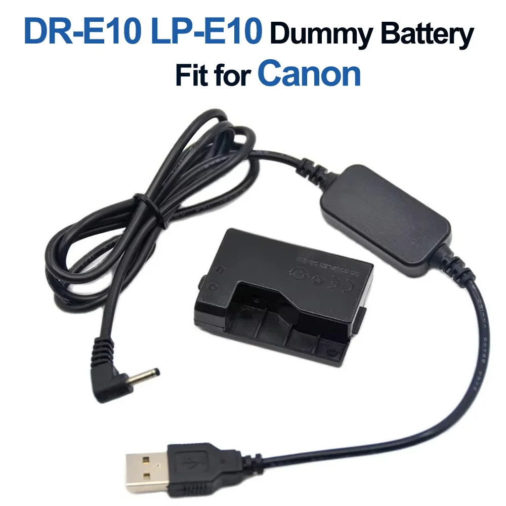 

5V USB Power DC Cable DR-E10 DC Coupler LP E10 LP-E10 Dummy Battery for Canon 1500D 1300D 1200D Kiss X50 Rebel T3 T5 T6 Camera