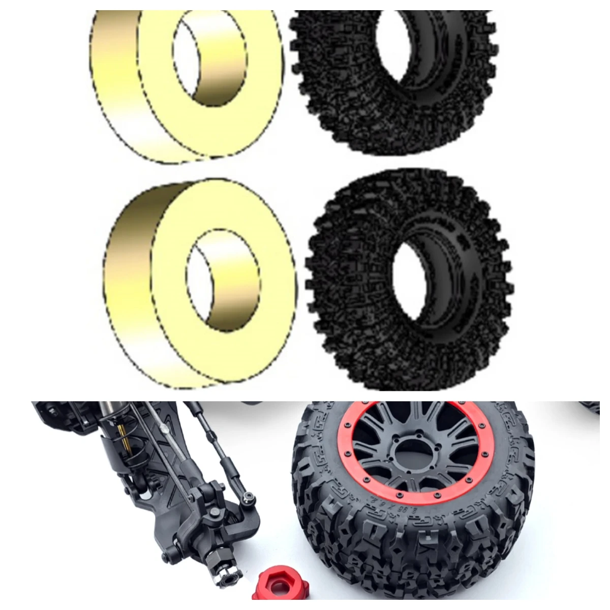 

RRGT Accessories R86349 Tyre with Foam (L/R) for Pathfinder EX86190 EX86150 1/10 Crawler Model Car