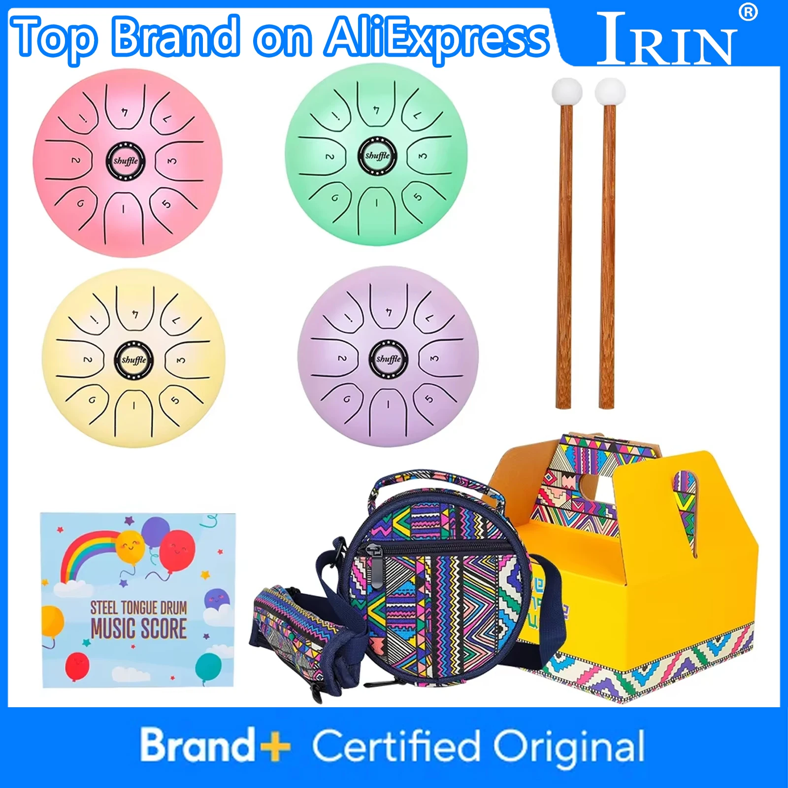 

SHUFFLE 5,5-дюймовый стальной барабан с язычком, 8-тональный эфирный барабан, инструменты для йоги, медитации, ударный инструмент с аксессуарами