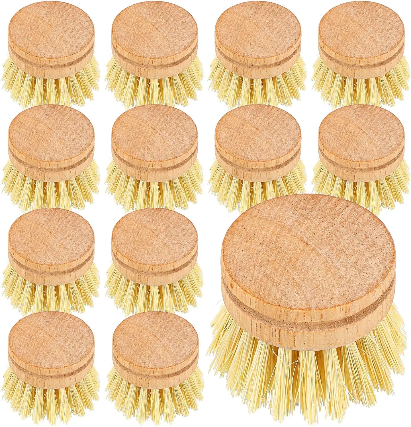 13/5/8 Pcs Bamboo Dish Brush Replacement Heads, Small Wooden Dish Brushes | for Cleaning Sisal Bristle Refills Wood Compostable