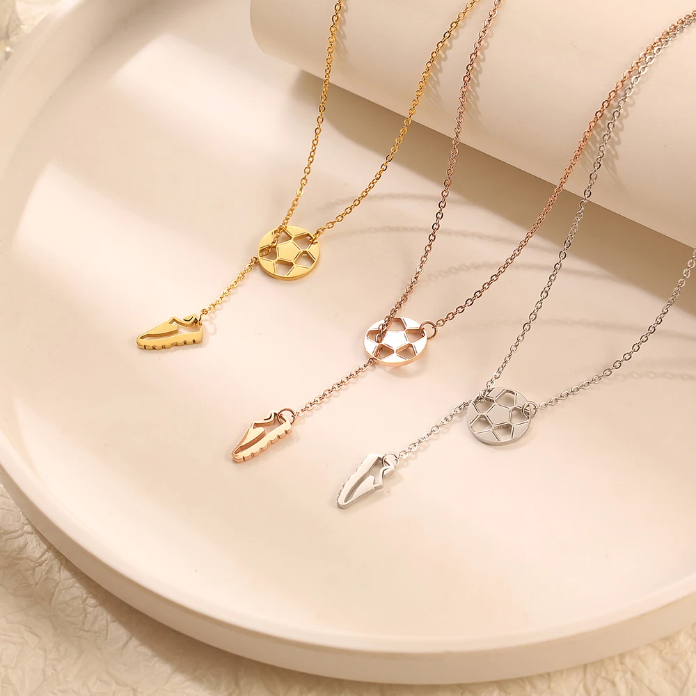 Stainless Steel Basketball Gym Shoes Delicate Fashion Pendant Necklace Jewelry Gift For Him Woman With Chain