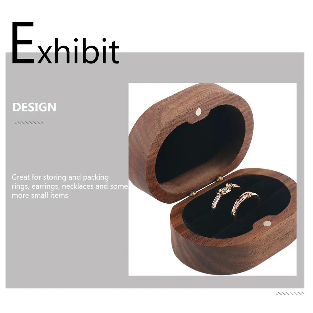 

Walnut Ring Box Retro Style Jewelry Storage Container for Rings Earrings Necklaces Gifts Wedding Anniversary Birthday Valentine