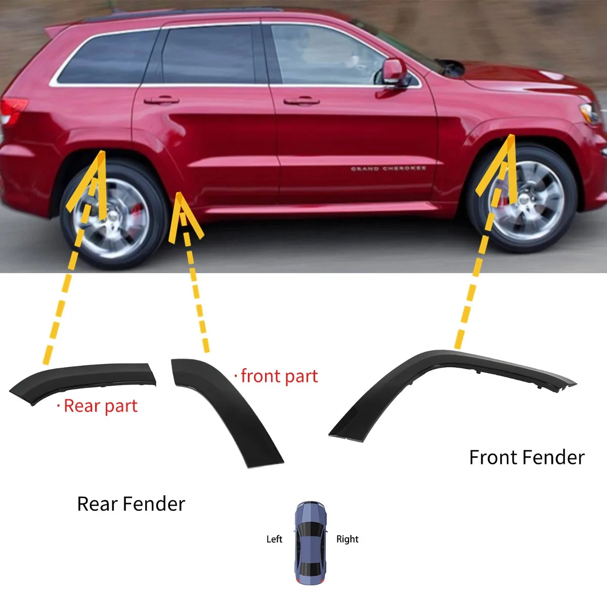 For Jeep Grand Cherokee SRT/SRT8/Trackhawk/High Altitude/Summit 2012-2021 Car Front Wheel Fender Flare Mudguards Body Kit