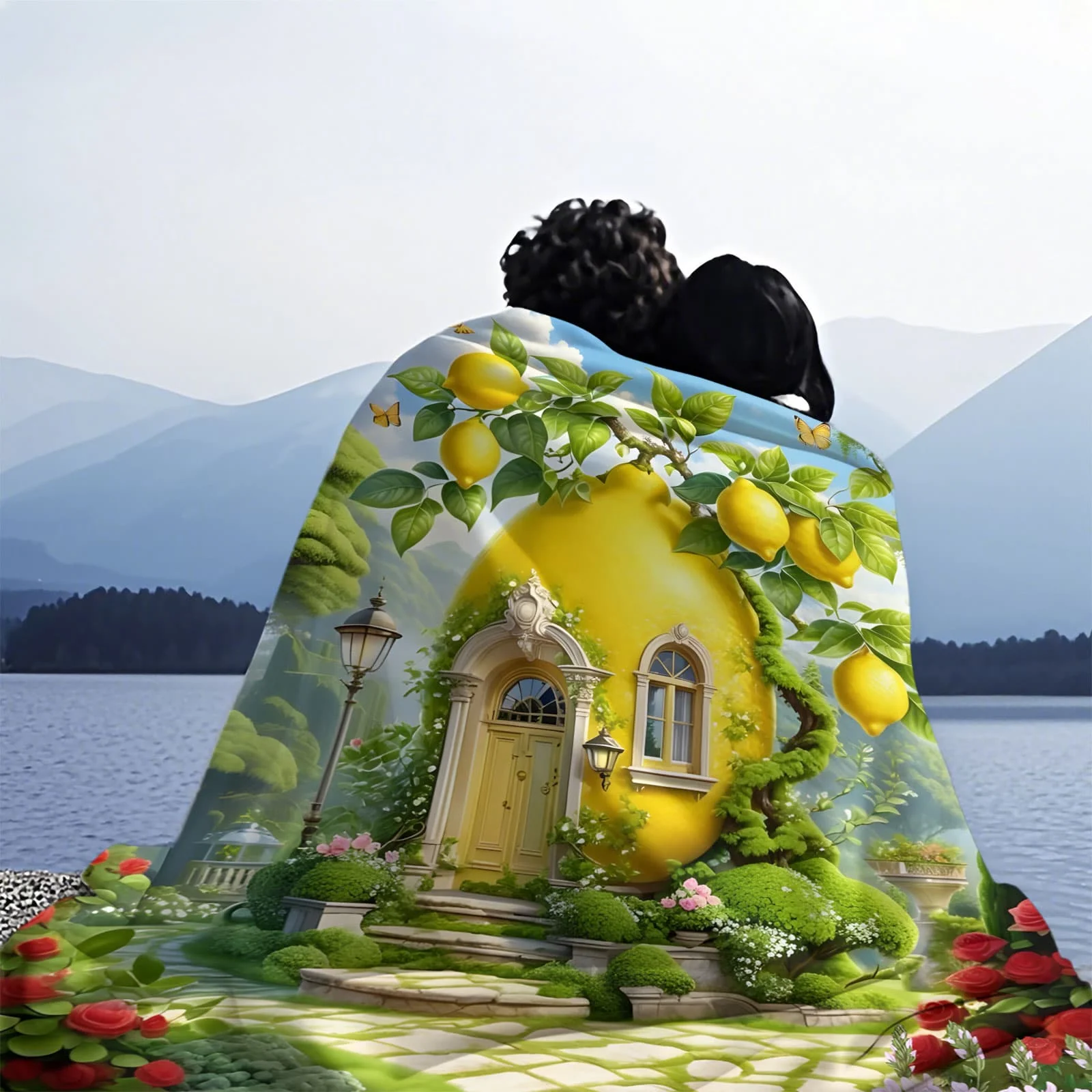 مسحور الليمون مانور كوخ والوردي والأرجواني الجليدية الجنية البيت بطانية قطيفة-Whimsical الخيال لينة رمي ل أريكة ديكور المنزل هدية #6