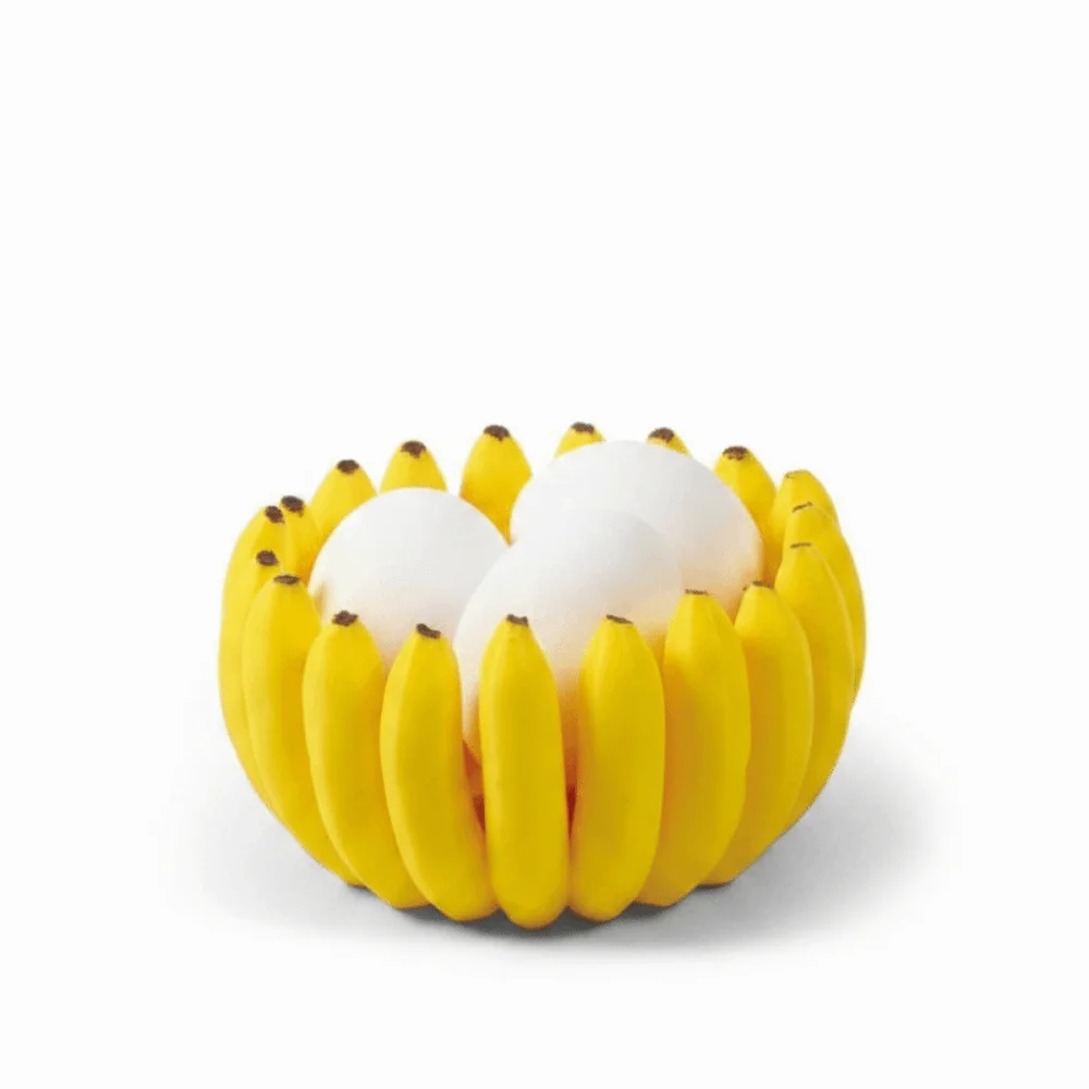 Novelty Banana Shaped Fruit Tray Plastic Large Capacity Fruit Storage Tray 3D Printed Unique Gift Simulated Banana Tray Home