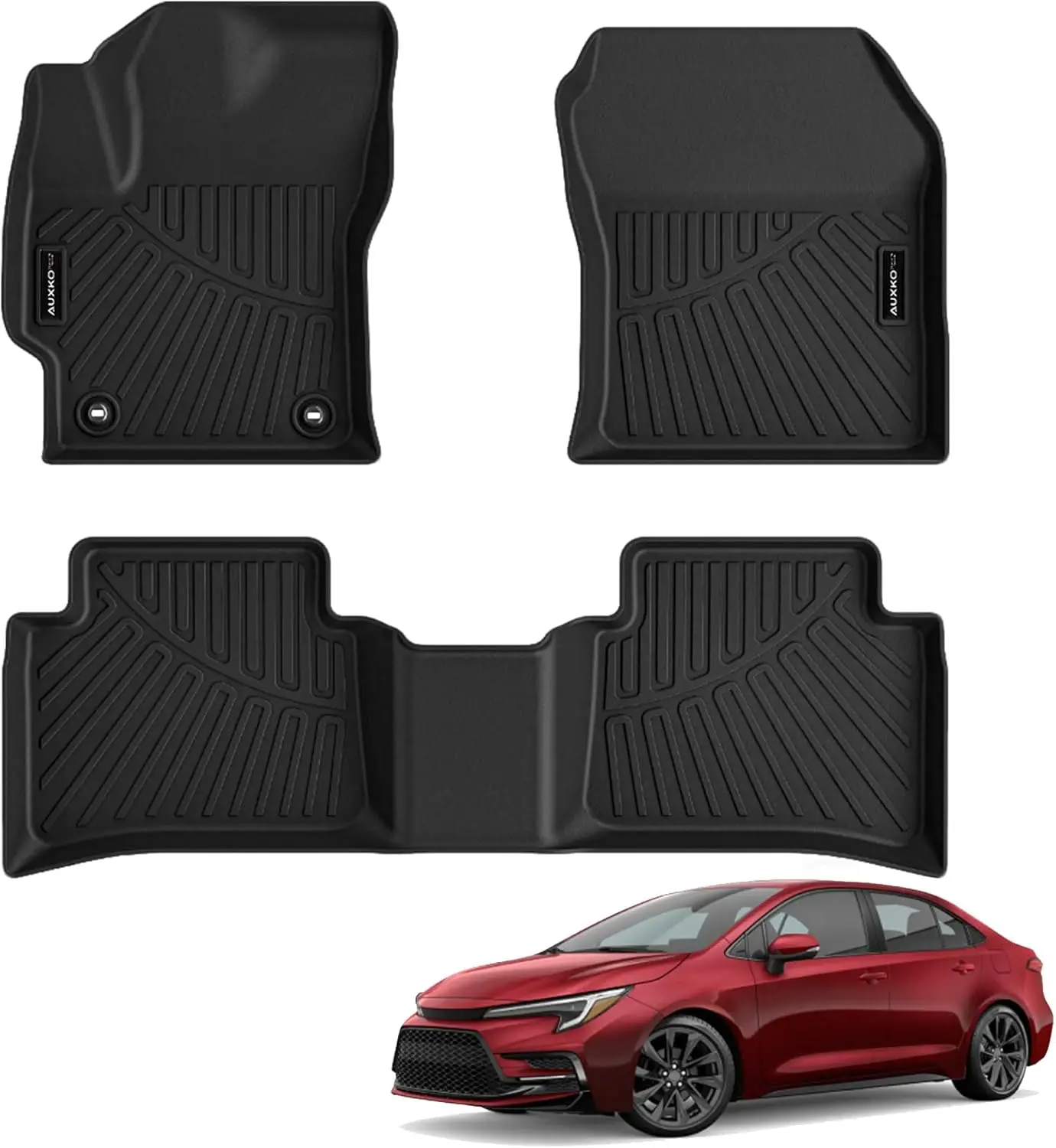 

All-Weather Floor Mats for Toyota Corolla 2026-2020, TPE Rubber Liners, Anti-Slip Odorless Black