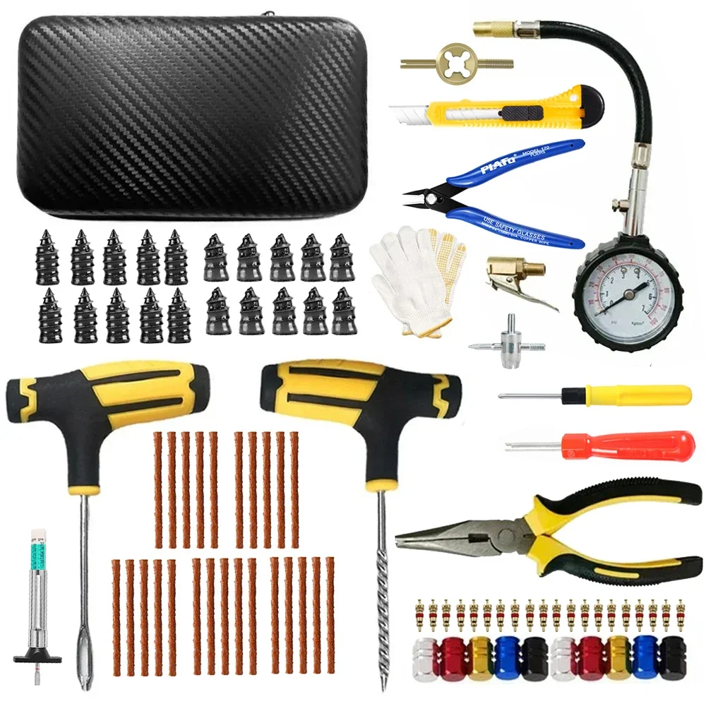 Car Tire Repair Kit Puncture Plug Tools Tyre Puncture Emergency for Tire Strips Stirring Glue Repair Tool Kit Car Accessories