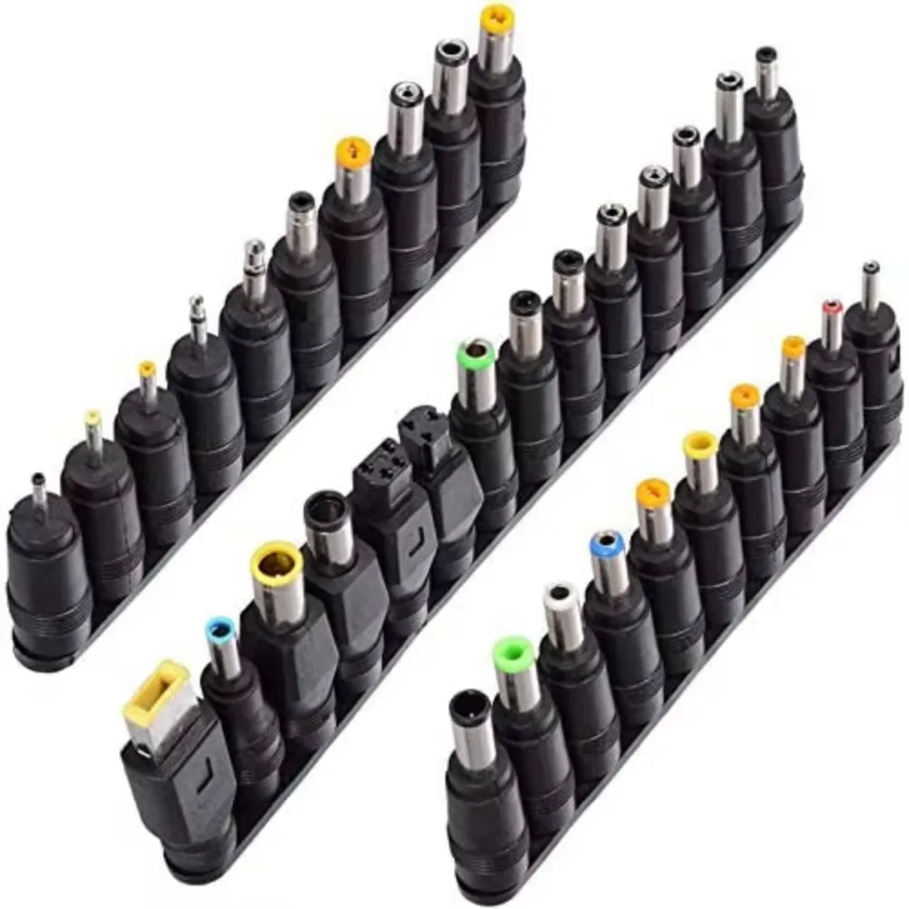 

DC Power Adapter Kit 34 Pcs Universal Input Famale 5.5mm X 2.1 To Multi-Size Male DC Plug Jack Tips Laptop