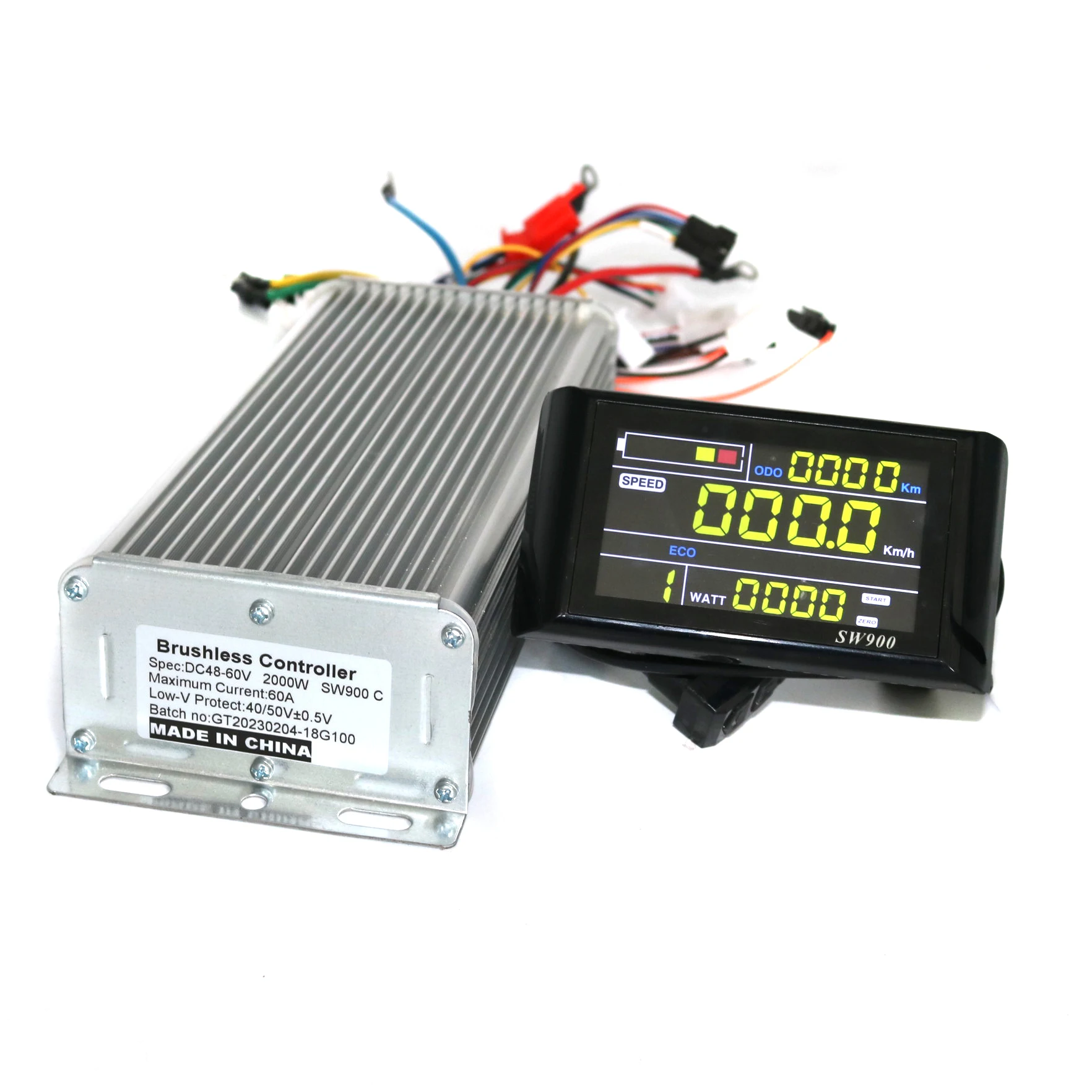 Greentime 48-60V 2000W Brushless DC Motor Controller Ebike Controller +SW900 LCD Display One Set