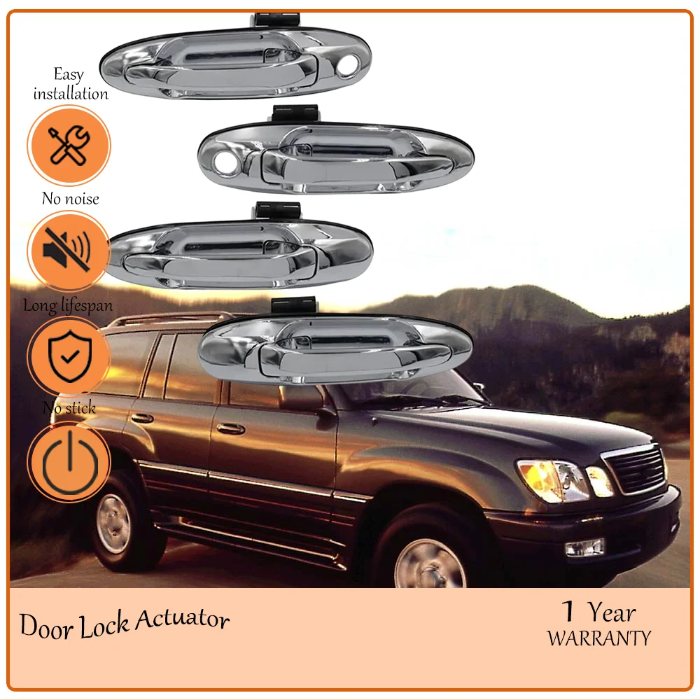 

Silver 4Pcs Chrome Exterior Door Handle for Toyota Land Cruiser LC100 4500 4700 1998-2007 Lexus LX470 OE 69220-60061 69210-60061