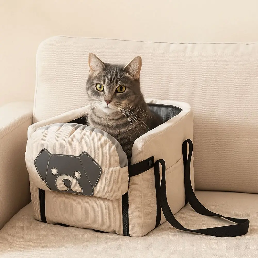 

Cute Large Capacity Pet Car Seat Adjustable Harness Breathable Car Safety Seat Foldable Pet Car Backpack Travel