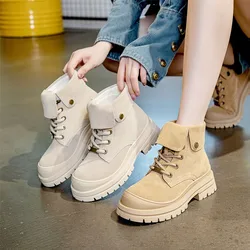 AIYUQI Ankle Boots Women 2024 Autumn New Suede Genuine Leather Outdoor Hiking Boots Platform British Style Women's Boots