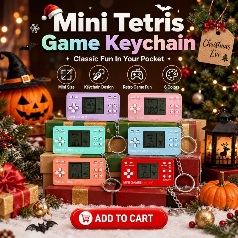 Old‑Fashion Pocket Handheld Gaming Device Retro Tetris Electronic Console Keychain Pendant