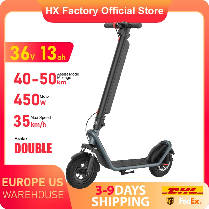 HX 13AH Electric Scooter Powerful 450W 35KM/H Foldable Electric Kick Scooter 10 Inch Smart Escooter For Adults