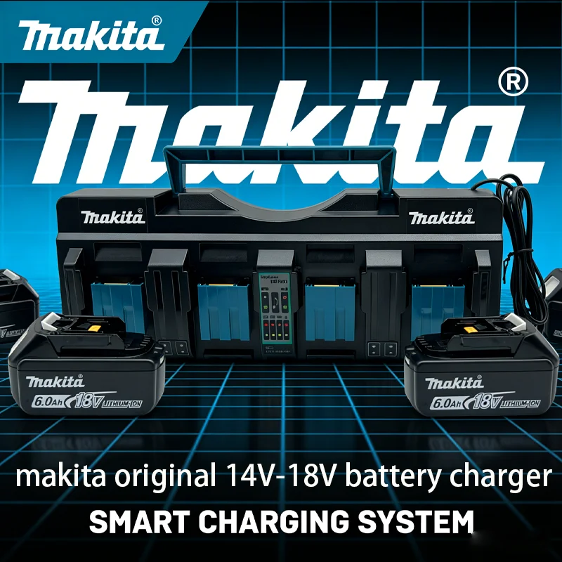 

100% Original Makita DC18RF 4 Ports Fast Charger for 18V 14.4V Li-ion Batteries BL1830 BL1430, For DC18RC DC8RA Power Tools