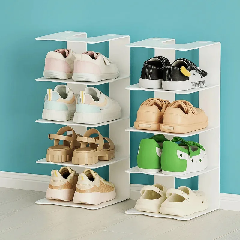 

TOPMAYA 2Pcs Durable Plastic Kids Shoes Rack Stackable Large Capacity Divider Bookshelf Space Saving Bag Storage Rack Office