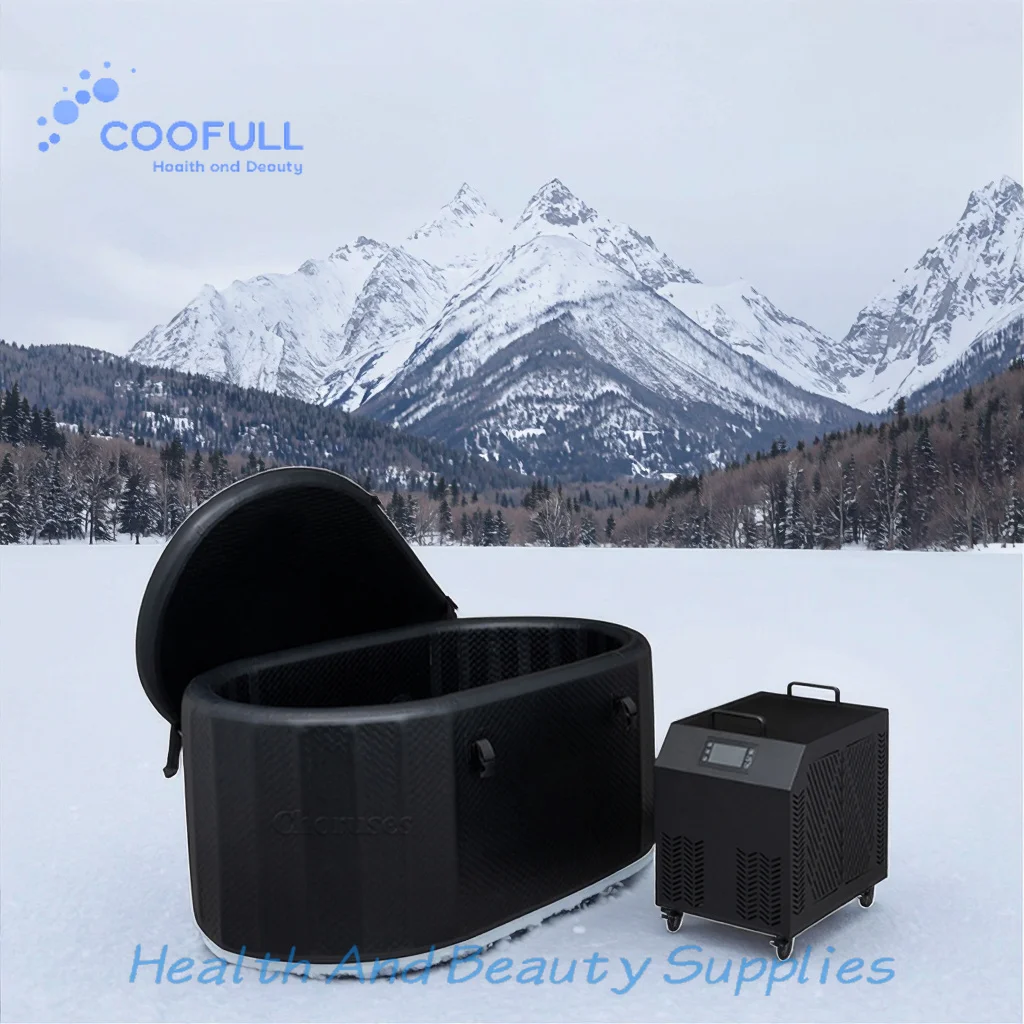 Coofull Stock Choruses Black PVC DWF 500L Portable Inflatable Pod Ice Bath Barrel Bathtub Compatible Optional Chiller Sport