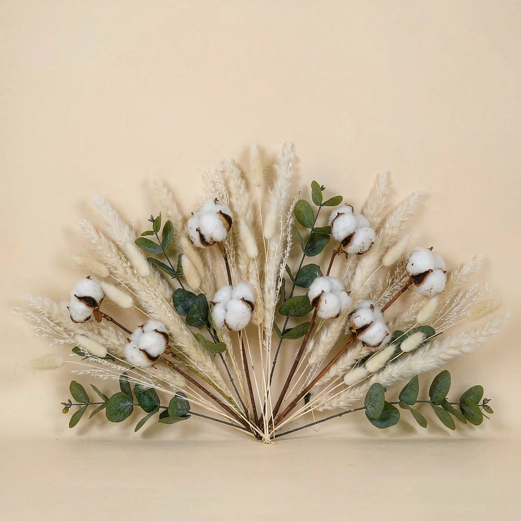 Dried Cotton Stems Eucalyptus  - Pampas Grass Decor review and price