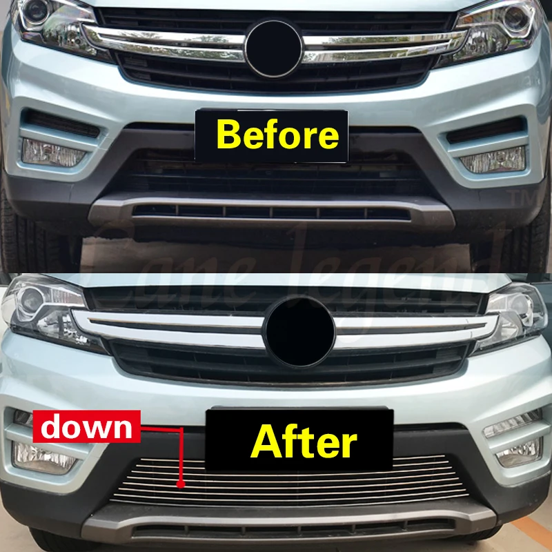 Stainless Steel Front Bottom Grill Cover Grilles Trim Cover Car Grille Body Kit for DFM Dongfeng Scenery S560 2018 2019 Grills