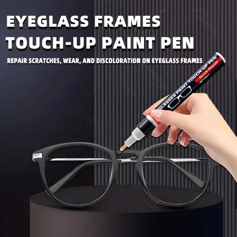 Premium Black Eyeglass Frame Touch-Up Paint Pen, Nano-Adhesive Formula for Scratch & Chip Repair,Glass Repair Kit for Old Frames