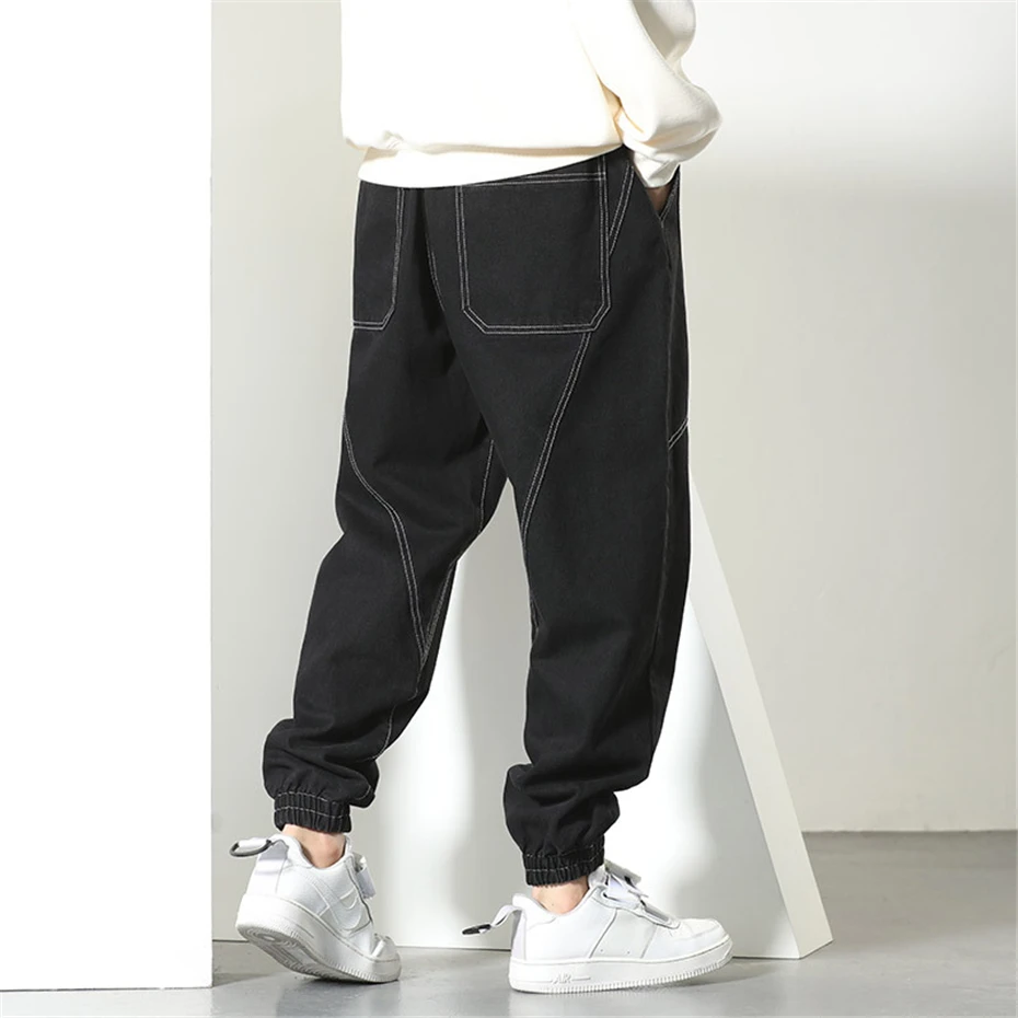 6XL 플러스 사이즈 헐렁한 청바지 남성 조깅 바지 패션 캐주얼 데님 바지 남성