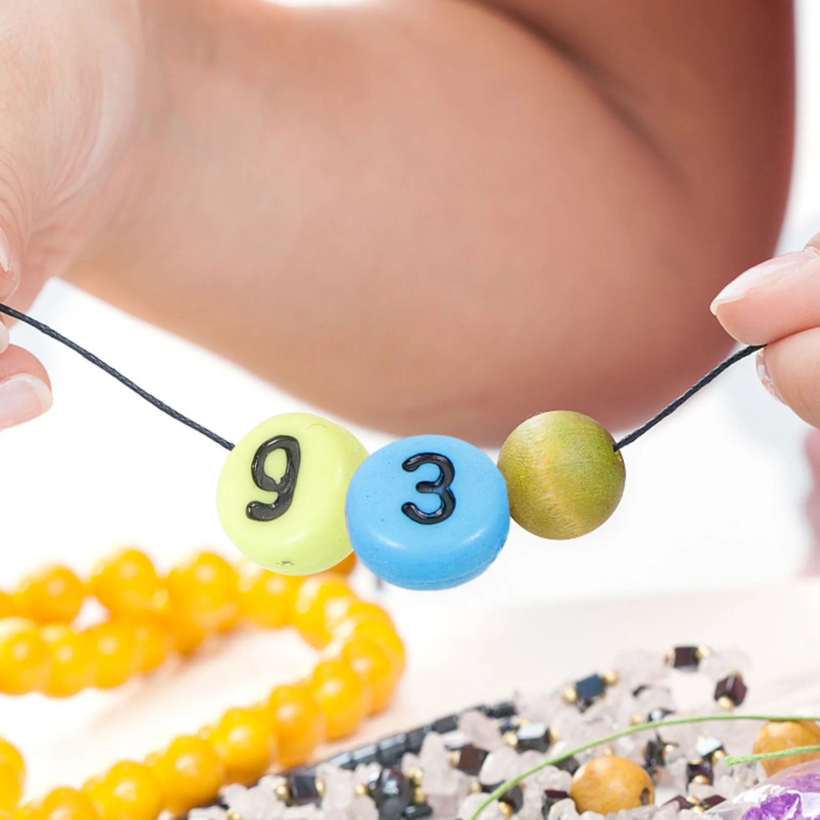 

200pcs Number Acrylic Loose Diy Acrylic Spacer Beads DIY Bracelet Making Necklace Crafts Jewelry Tools Hair Accessories