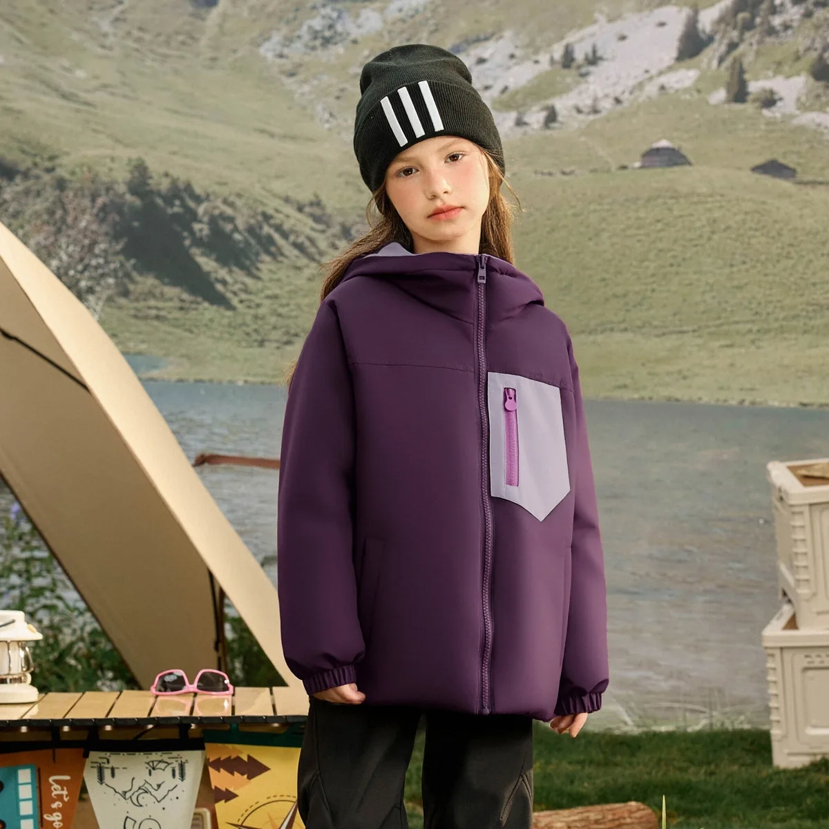 

Зимние детские двусторонние пуховики для девочек, утепленная теплая детская верхняя одежда с капюшоном для девочек, пальто в стиле пэчворк, пуховики для юных девочек