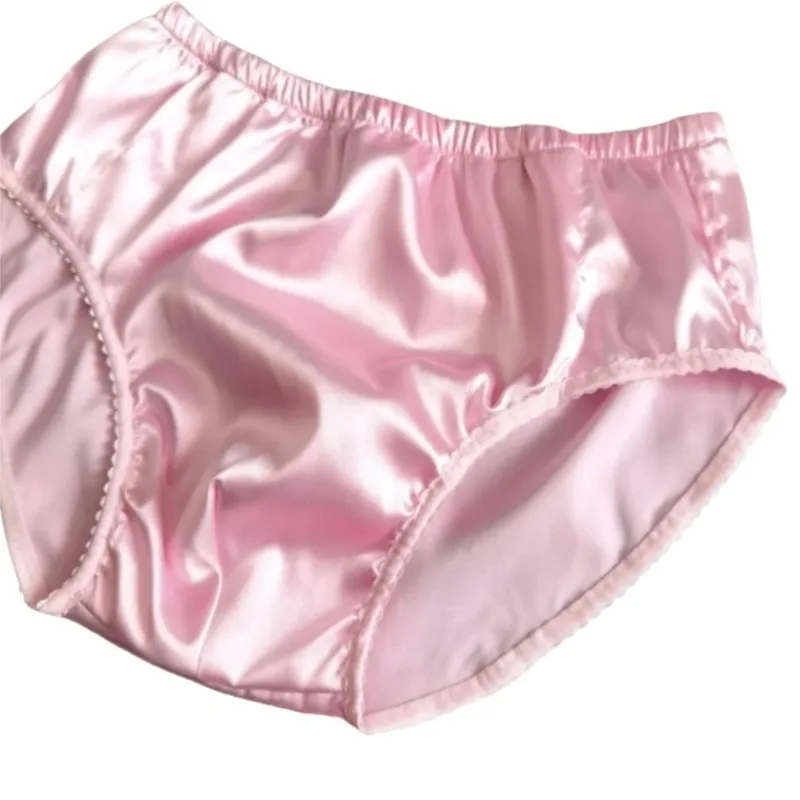 남성용 실키 터치 브리프 시시 섹시 핑크 팬티 글로시 소프트 미드 웨이스트 팬티 롤 플레이 언더웨어 크로스드레싱 파티 코스튬