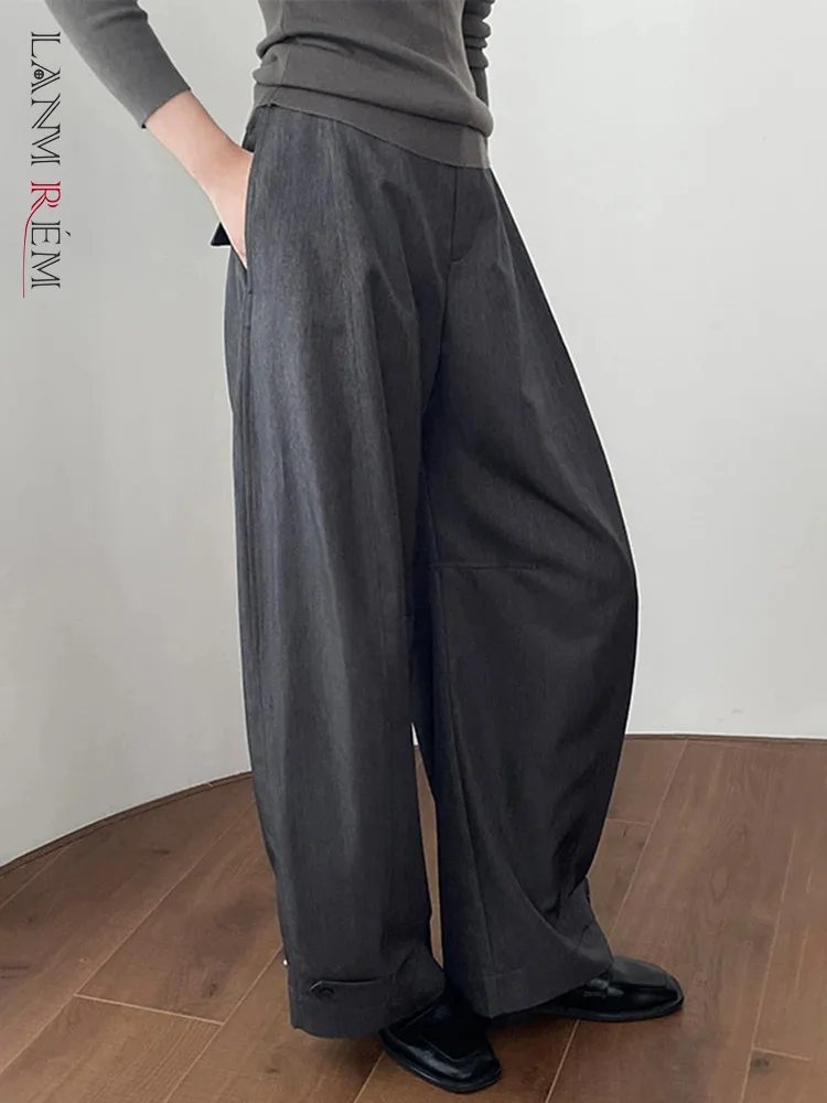 

[LANMREM] Minimalism Straight Pants For Women High Waist Wide Leg Trousers Office Lady Clothing Fashion 2024 Autumn New 26C377