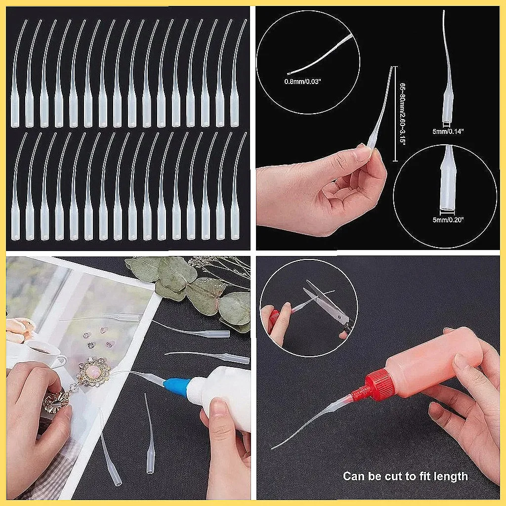 Puntas de Aplicación de Pegamento CA de Precisión, 100 Piezas, Micro-Puntas de Plástico para Manualidades, Reparación de Guitarras