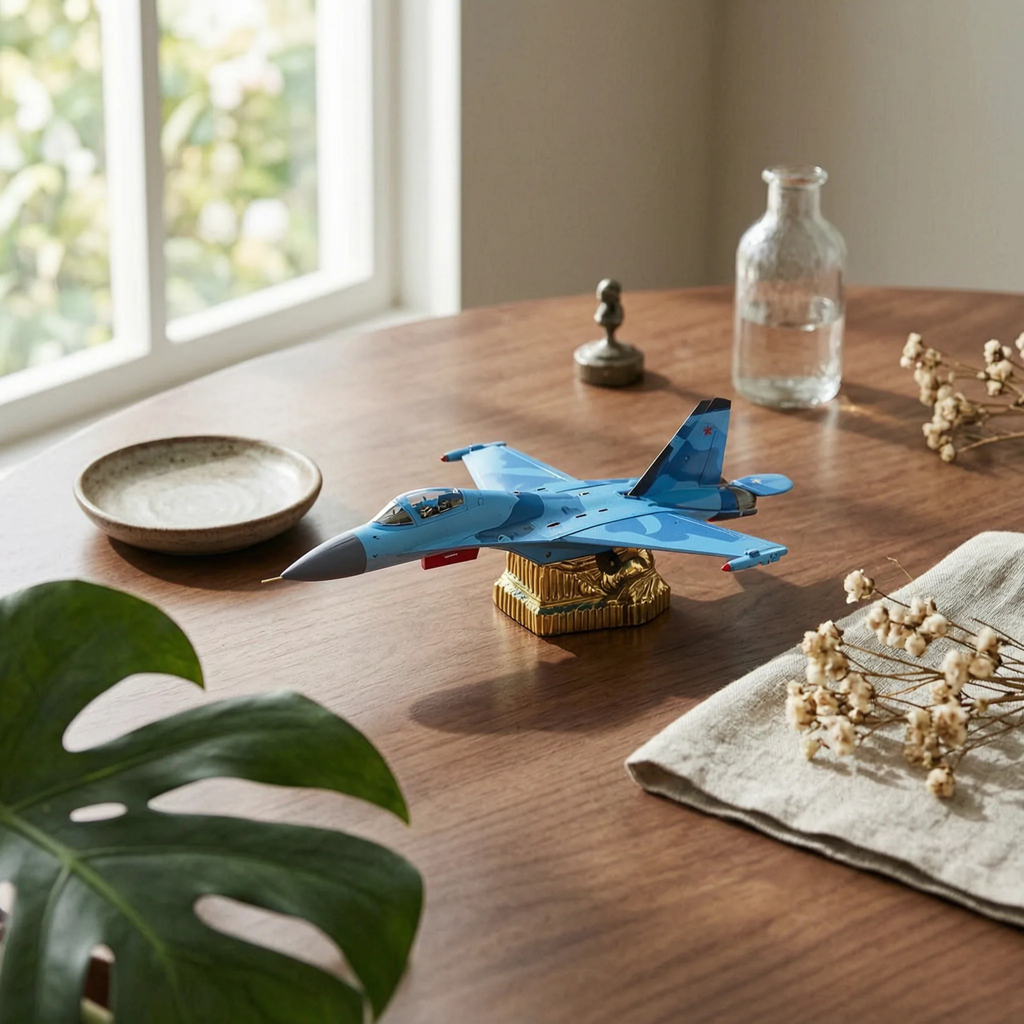 Su-30 Model with Display Stand 1:32 Scale Su-30 Fighter Jet Model High Simulation Long-Lasting for Aviation Enthusiasts