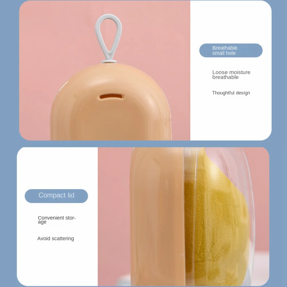 손잡이가 있는 PP 뷰티 에그 보관함 투명 뚜껑 파우더 퍼프 보관함 방습 방진 보석함 가정/여행용