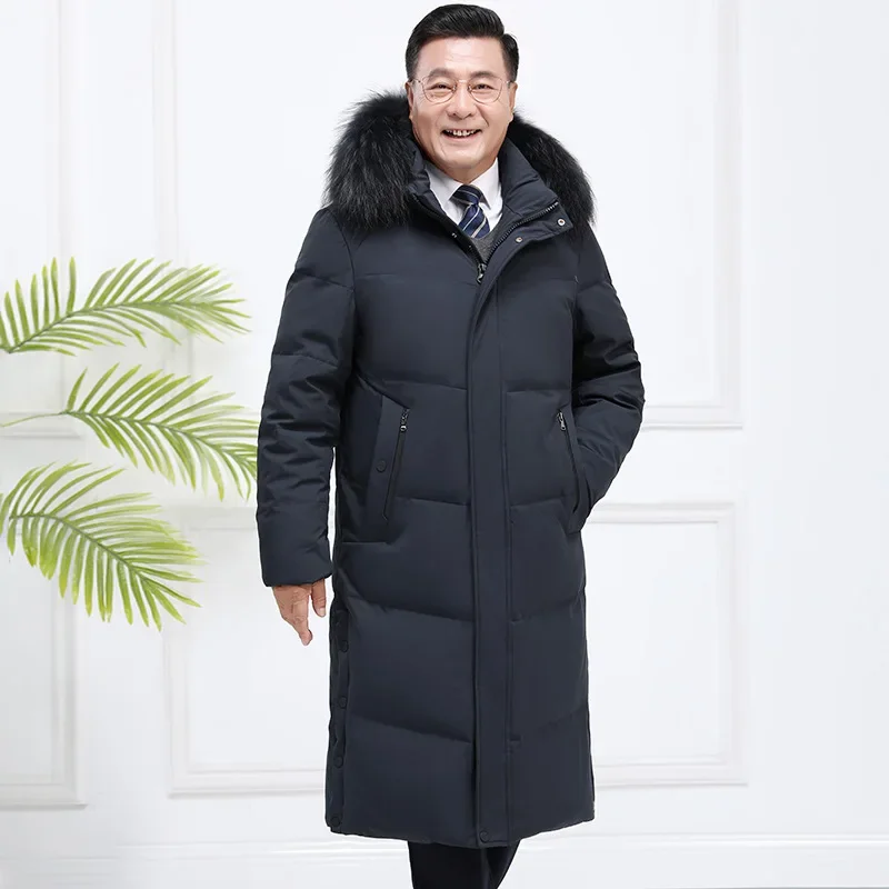 Winter Top Quality Cold Resistant Down Coat Men Winter Jacket Coat 2024 New Warm Fashion Fur Hooded Long Down Jacket Canada