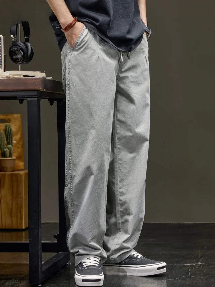

American Retro Pure Cotton Straight Leg Casual Pants Men's Autumn New Loose Trendy Brand Color Versatile Men's Workwear