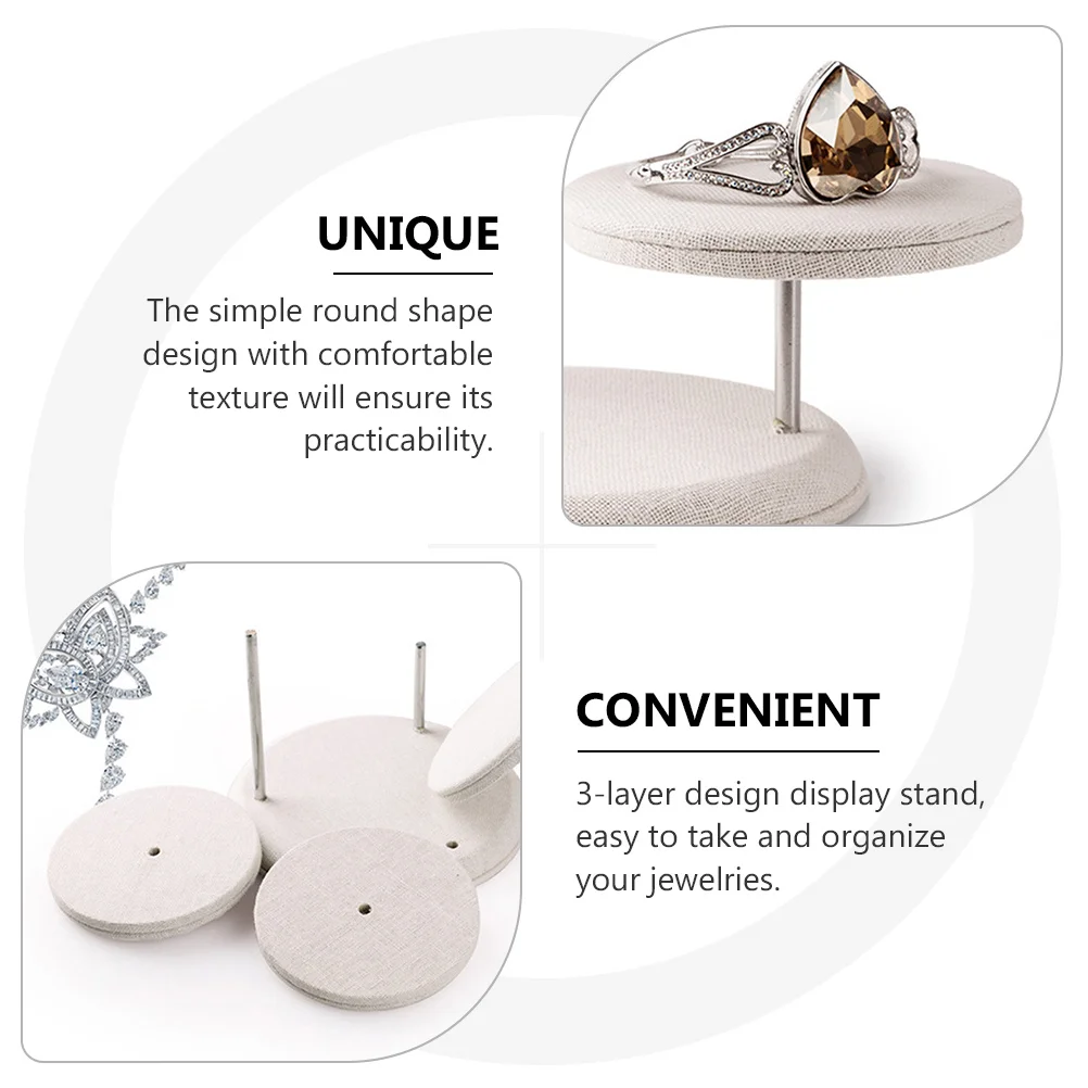 

1Pcs Jewelry Display Stand Premium Linen 3-Layer Organizer for Earrings Necklace Bracelet Crystals Gift Showcase Jewelry Holder