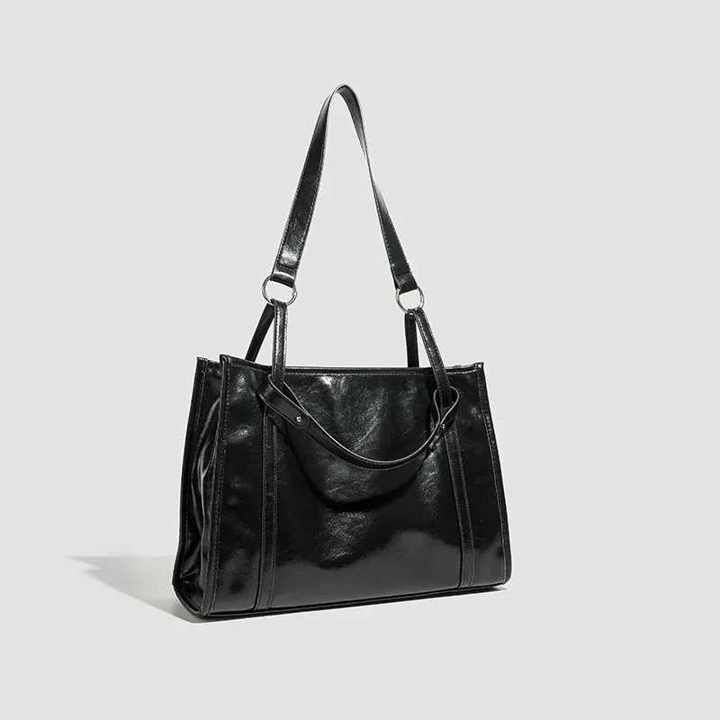 

Vintage Women Retro Handbag Luxury Oily Wax PU Leather Multifunctional High-End One-Shoulder Bag with Shoulder Strap