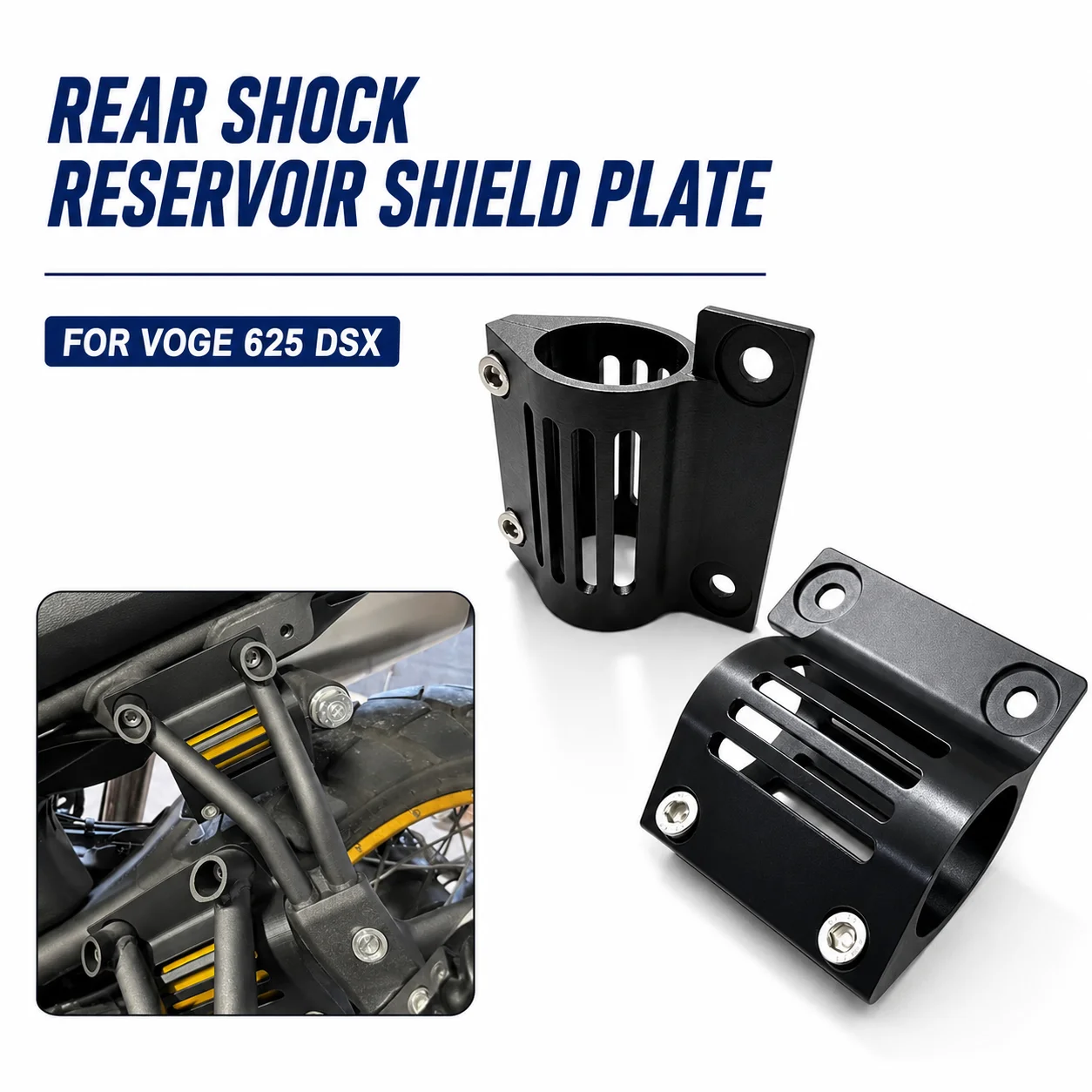 Rear Suspension Reservoir Shield Plate For VOGE DS625X 625DSX Motorcycle Shock Tank Protection Mount Accessory