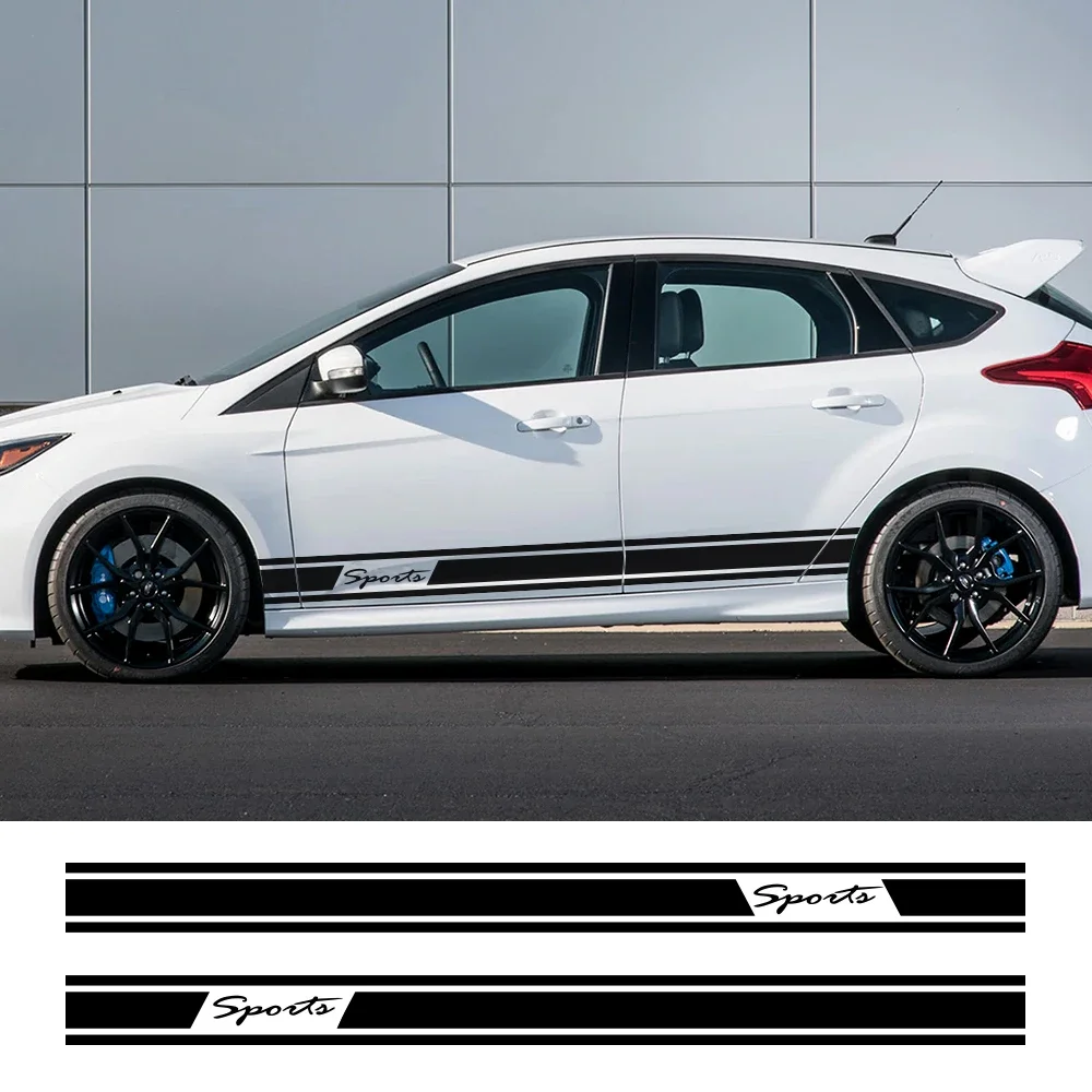 For Ford Focus 2 3 MK2 MK3 Tuning Accessories Car Side Body Stickers Long Stripe DIY Auto Vinyl Racing Sports Styling Decals