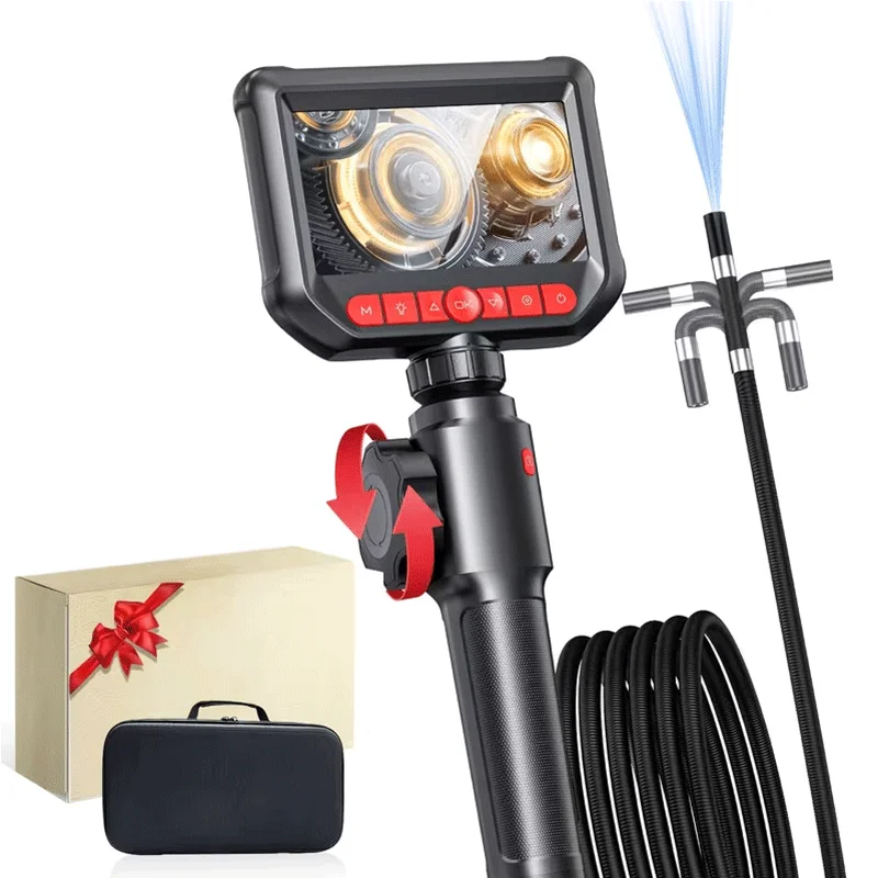 4.3-inch Bi-Directional Borescope, 8.0mm Camera, HD 1080P with LED Illumination for Automotive Repair, Plumbing Inspection
