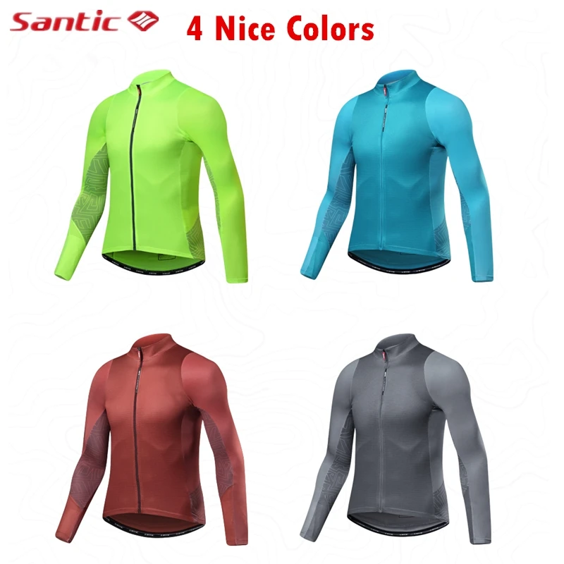 Santic Men's Cycling Shirt Breathable Long Sleeve Bicycle Top Team Jersey Anti-sweat Bike Clothing Autumn Winter Mtb Equipment