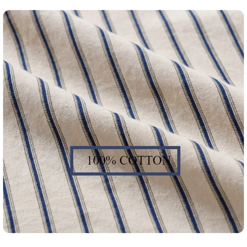 2024 Autumn New Striped Simple 100% Cotton Shirts for Men Clothing Casual Big Pocket Soft Long Sleeve Men Shirts FY3107