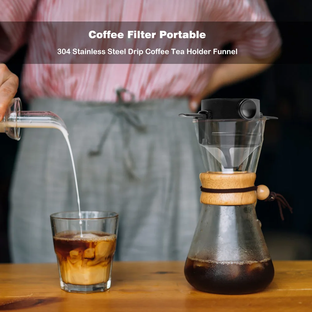 5PCS Pour Over Coffee Dripper Paperless Stainless Steel Pour Over Coffee Maker Easy To Clean Reusable Collapsible Coffee Filter