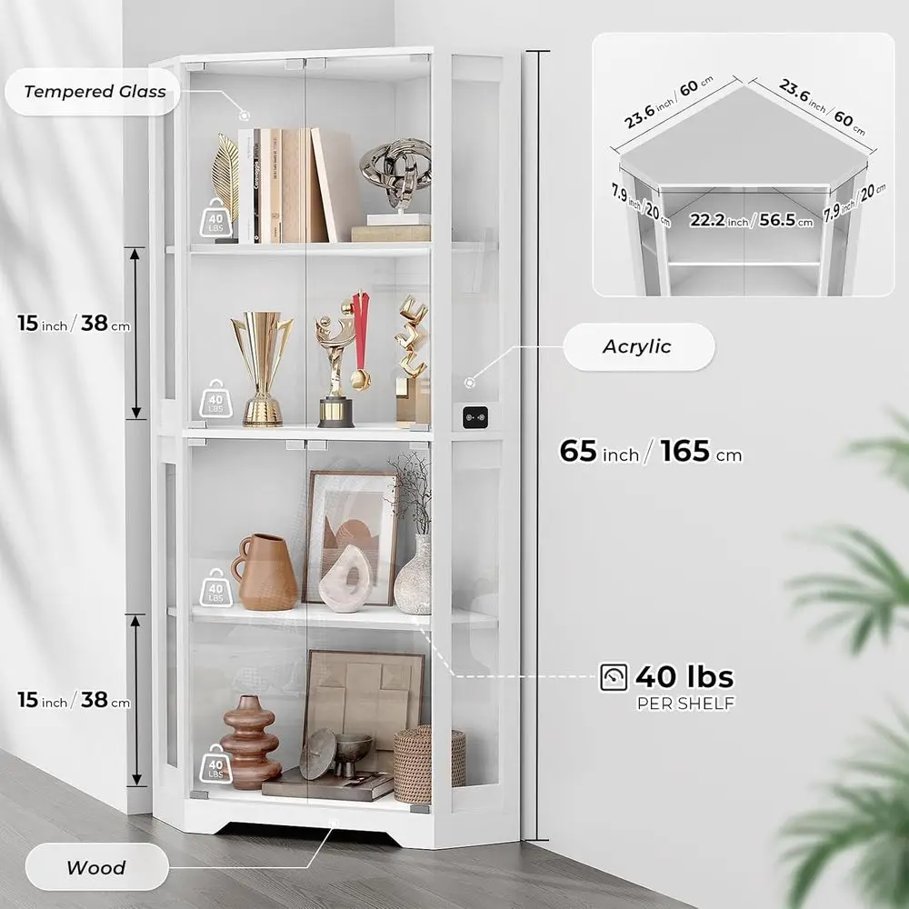 Lighted Display Cabinet with Glass Door Collectibles | 65